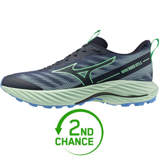 Produktbild von Mizuno Wave Rider GTX 2 Laufschuhe Herren - Vintage Indigo/Neo Mint/Frontier Blue - B-Ware