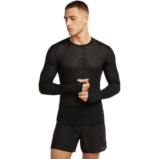 Foto de Icebreaker Camiseta de Manga Larga Hombre - Merino 75 Cool-Lite™ Featherlight™ Crewe - Negro
