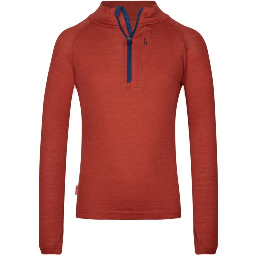 Foto de Trollkids Camiseta de Manga Larga con Cremallera Media Niño - Lofoten - Red Clay/Mystic Blue