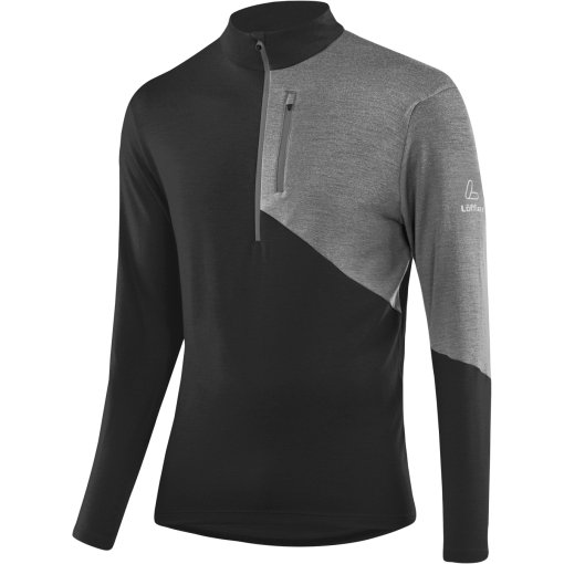 Foto de Löffler Camiseta de Manga Larga Midlayer Hombre - Block Transtex® Merino - negro/grey melange A10