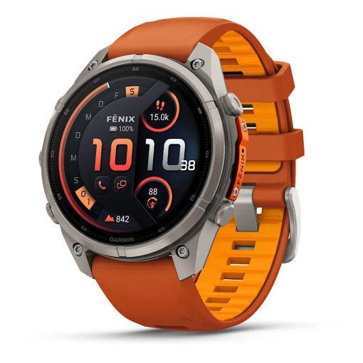 Image of Garmin fenix 9 Pro inReach GPS Smartwatch - 47mm - Titanium - Autumn Orange/Spark Orange