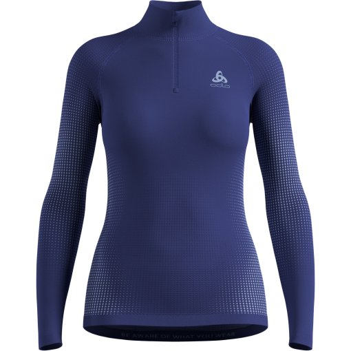 Photo produit de Odlo Maillot de Corps Manches Longues Femme - Performance Warm Half-Zip - skipper blue