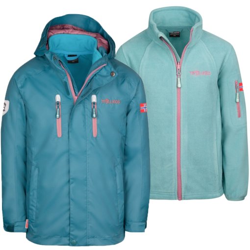 Immagine prodotto da Trollkids Giacca 3 in 1 Bambino - Myrdal PRO - Teal/Glacier Green/Orchid