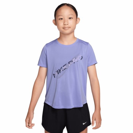 Productfoto van Nike Pro Dri-FIT T-shirt met korte mouwen voor kinderen - light thistle IF2763-569