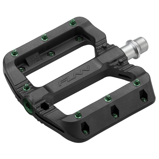 Productfoto van Funn Black Magic Flat Pedals - green pins