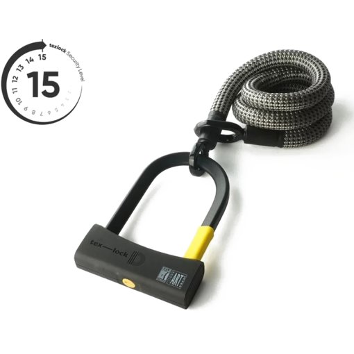 Produktbild von tex–lock eyelet inkl. D-lock Bügelschloss - 120cm - electric grey