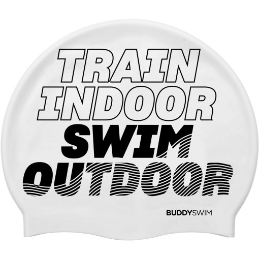 Foto de Buddyswim Gorro Silicona - TRAIN INDOOR SWIM OUTDOOR - white