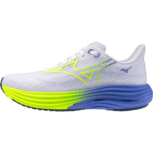 Photo produit de Mizuno Chaussures Running Femme - Wave Rider 29 - Blanc/Lightning Yellow/Ultramarine