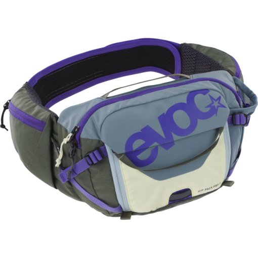 Photo produit de EVOC Sac Banane + 1.5L Poche d&#039;Hydratation - Pro 3 - Steel - Violet - Dark Olive