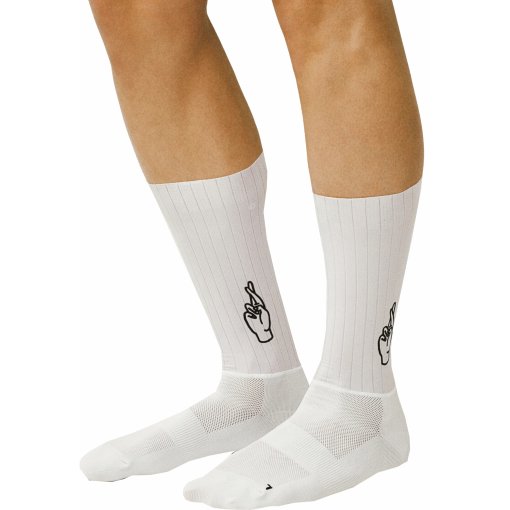 Picture of FINGERSCROSSED Aero 2.0 Logo Cycling Socks - White