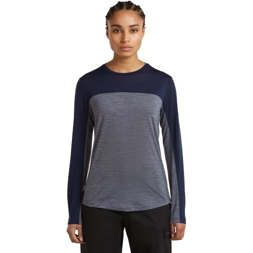 Foto de Icebreaker Merino 125 Cool-Lite™ Sphere Colour Block Camiseta de manga larga para mujer - Midnight Navy Hthr/Midnight Navy