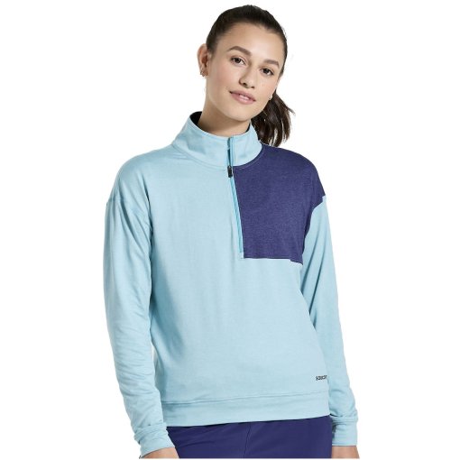 Produktbild von Saucony Sunday 1/4 Zip Langarm-Shirt Damen - rainfall heather
