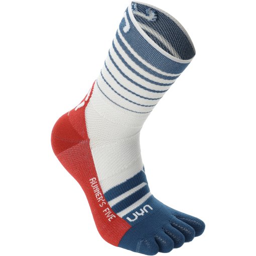 Produktbild von UYN Runner&#039;s Five Socken Herren - White/Blue Poseidon/Red