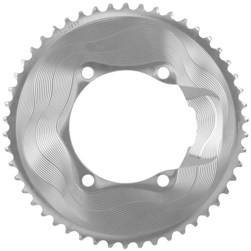 Foto de Alugear Plato - AERO - Road | 4x BCD 110 (Shimano Asymmetric / exterior) | 2x 12s - redondo I plata