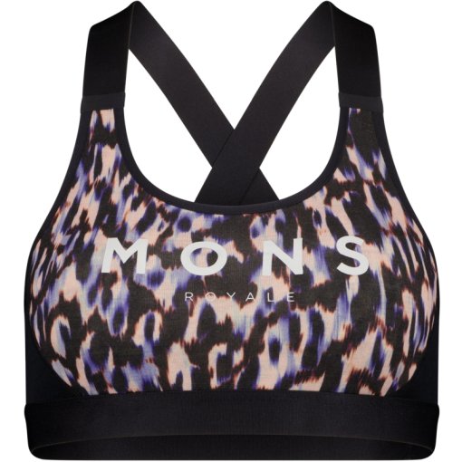 Kuva tuotteesta Mons Royale Stella Merino X-Back Bra Women - rock leopard / black
