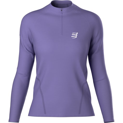 Picture of Compressport Trail Merino Half-Zip Longsleeve Shirt Women - aster purple/reflective white