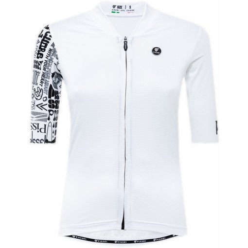 Productfoto van PISSEI Prime Fietsshirt met Korte Mouwen Dames - White/Lettering