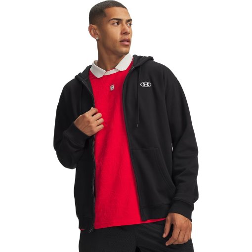 Zdjęcie: Under Armour UA Rival Fleece Bluza z kapturem i zamkiem błyskawicznym na całej długości – dla mężczyzn - Ultimate Black/White
