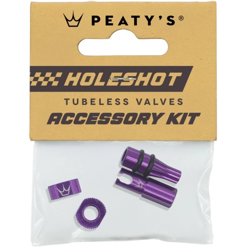 Picture of Peaty&#039;s Holeshot Fast Flow Tubeless Valves Accessory Kit - violet purple