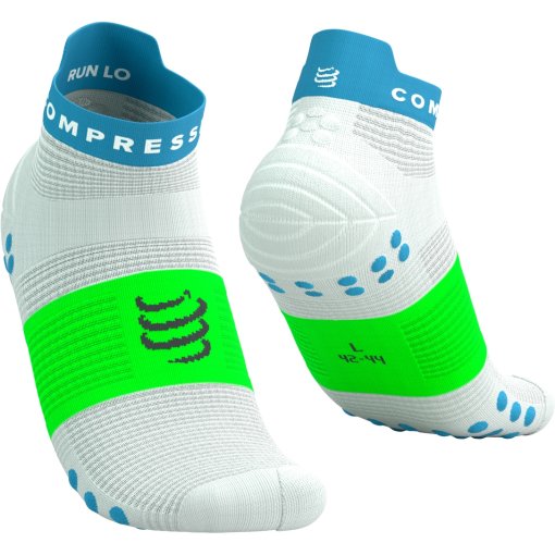 Produktbild von Compressport Pro Racing Kompressionssocken v4.0 Run Low - white/norse blue/neon green