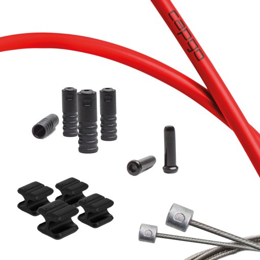 Immagine prodotto da capgo Kit di Cavo di Cambio - Blue Line | Double (2x) - MTB/Road (Shimano/SRAM) | rosso