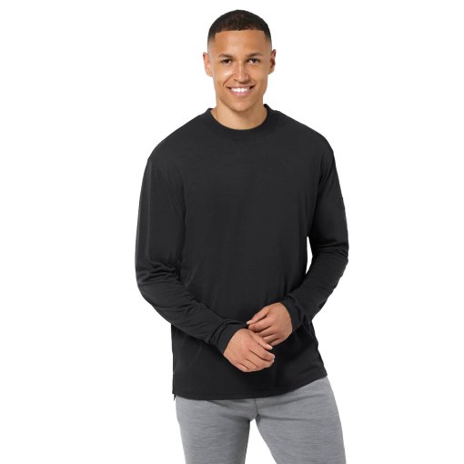 Foto de SUPER.NATURAL Camiseta de Manga Larga Hombre - Casual Rib Bio - Jet Black