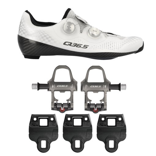 Immagine prodotto da Q36.5 UNIQUE PRO 4.0 scarpe per bici da corsa + SRM X-POWER DIRECT pedali da ciclismo+ Cleats - white check | Cleats 0° / 1.2° / 3°