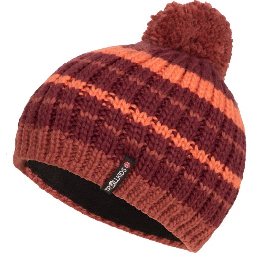 Photo produit de Trollkids Bonnet à Pompon Enfant - Hafjell - Frozen Berry/Deep Ruby/Pink Salmon