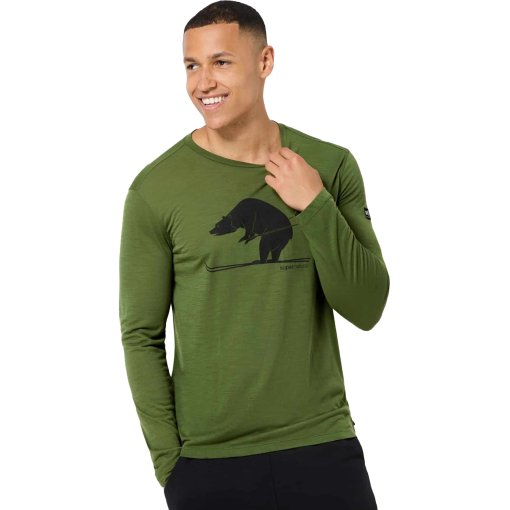 Immagine prodotto da SUPER.NATURAL Maglia a Maniche Lunghe Uomo - Ski Karl - Chive/Jet Black