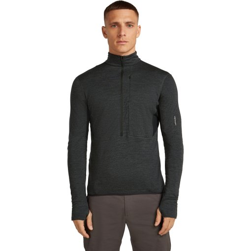 Foto de Icebreaker Jersey Hombre - Merino 200 Realfleece™ Descender Half Zip - Jet Hthr/Negro