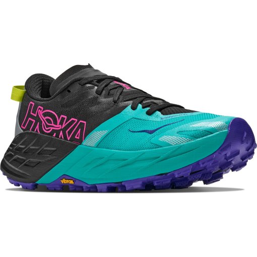 Produktbild von Hoka Speedgoat 7 Laufschuhe Damen - black / electric aqua