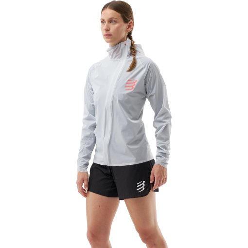 Foto de Compressport Chaqueta Mujer - Hurricane Waterproof 10/10 - grey dawn/fluo red