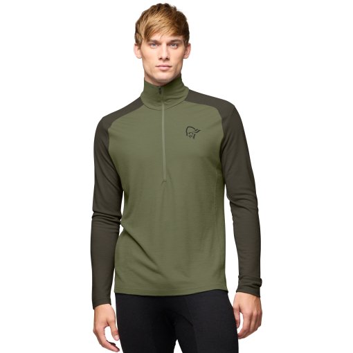 Foto de Norrona Camiseta Interior Manga Larga Hombre - femund pureUll Zip Neck - Loden Green