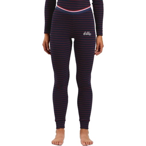 Photo produit de Odlo Caleçon Long Femme - Active Warm Originals Stripe - dark sapphire - sundried tomato