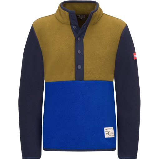 Productfoto van Trollkids Flekkefjord Half Zip Trui voor kinderen - Royal Blue/Spruce Green