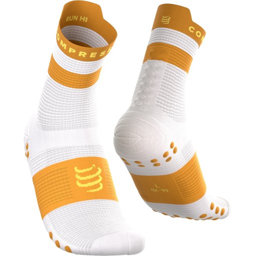 Produktbild von Compressport Pro Racing Kompressionssocken v4.0 Run High - white/sunflower/super lemon