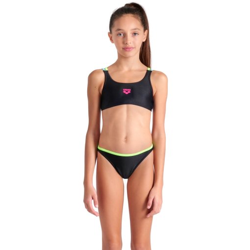 Foto de arena Bikini Niña - Feel Solid - Negro/Soft Green/Water/Soft Green