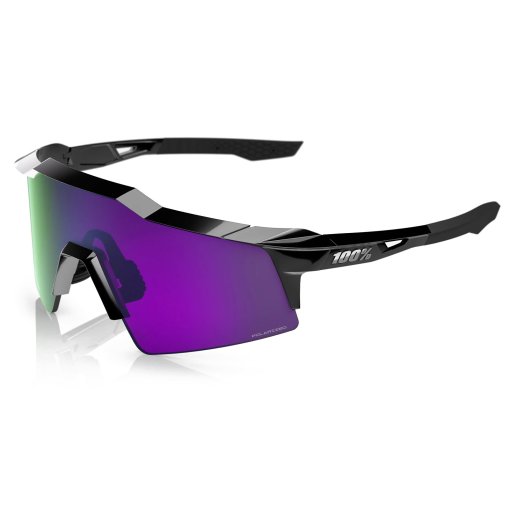 Picture of 100% Speedcraft SL Polarized Glasses - Polished Black - HiPER Lavender Mirror