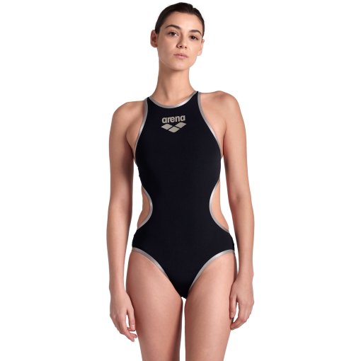 Produktbild von arena One Biglogo Badeanzug Damen - Black-Silver_R