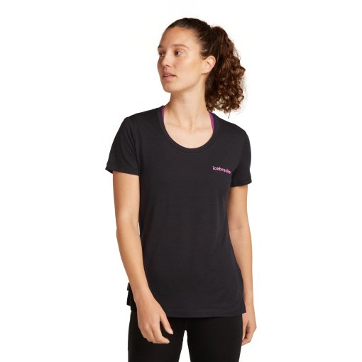 Foto de Icebreaker Camiseta Mujer - Merino 150 Tech Lite Scoop IB Wordmark - Negro