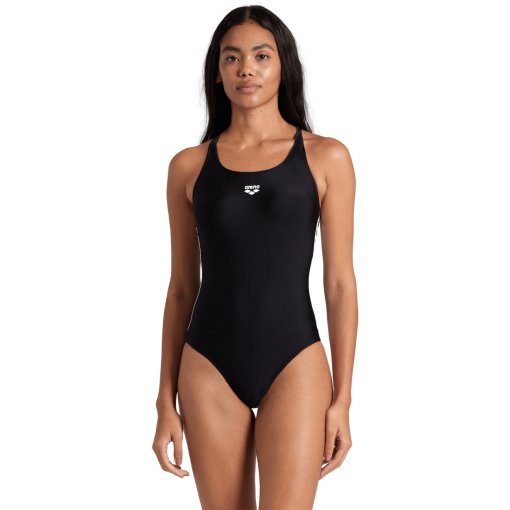 Foto de arena Traje de Baño Mujer - Feel Icons Solid Racer Back - Negro/Blanco