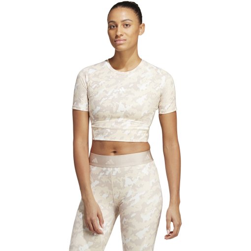 Imagen de adidas Camiseta Mujer - Techfit Camo Print Crop Training - wonder taupe IC8053
