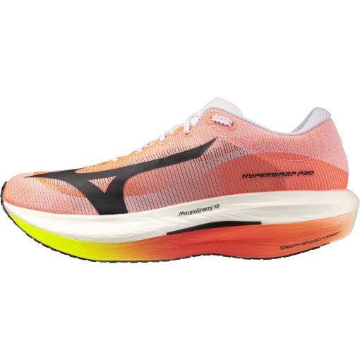 Photo produit de Mizuno Hyperwarp Pro Chaussures running unisexes - White/Black/Lava Orange
