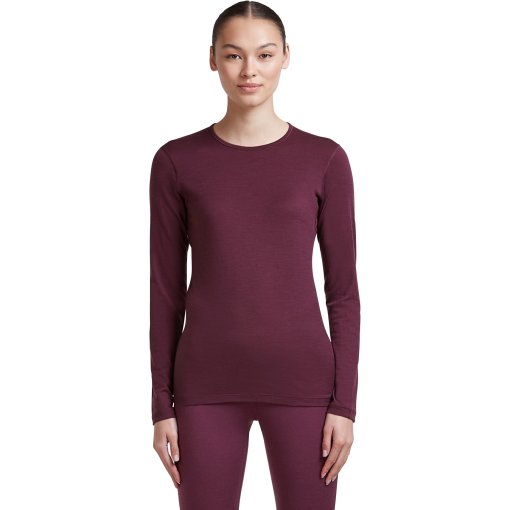 Photo produit de Icebreaker Merino 200 Oasis Pull thermique à col rond et manches longues pour femme - Dk Berry