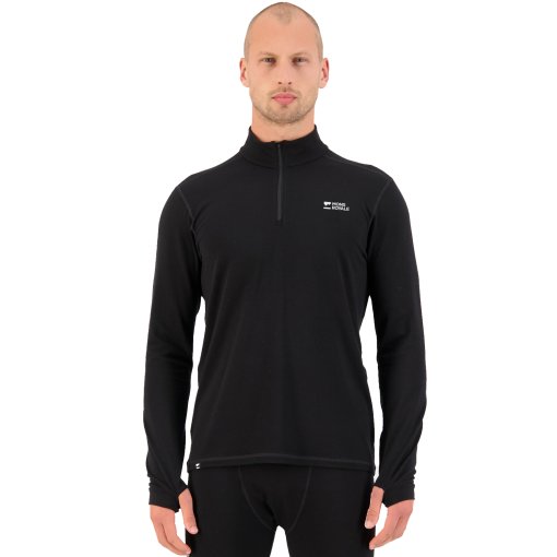 Foto de Mons Royale Camiseta Interior Manga Larga Hombre - Cascade Merino 1/4 Zip - negro