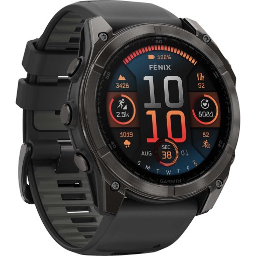 Produktbild von Garmin fenix 8 AMOLED Sapphire GPS Smartwatch - 51mm - Schwarz/Carbongrau DLC Titan