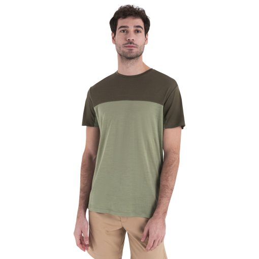Foto de Icebreaker Camiseta Hombre - Merino 125 Cool-Lite™ Sphere III Colour Block - Lichen/Loden