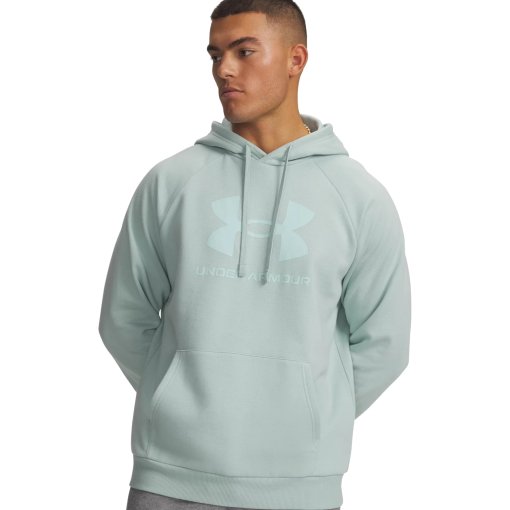 Photo produit de Under Armour UA Rival Fleece Logo Sweat à capuche hommes - Enamel Blue/Refresh Mint