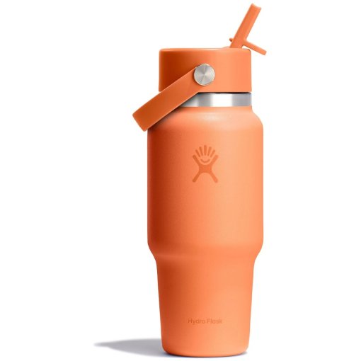 Foto de Hydro Flask Botella Térmica - 24oz Wide Mouth + Tapa Flex Straw - 710ml - Nectar Orange