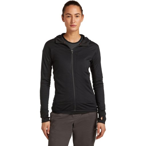 Foto de Icebreaker Chaqueta con Capucha Mujer - Merino 300 RealFleece™ Descender - Negro